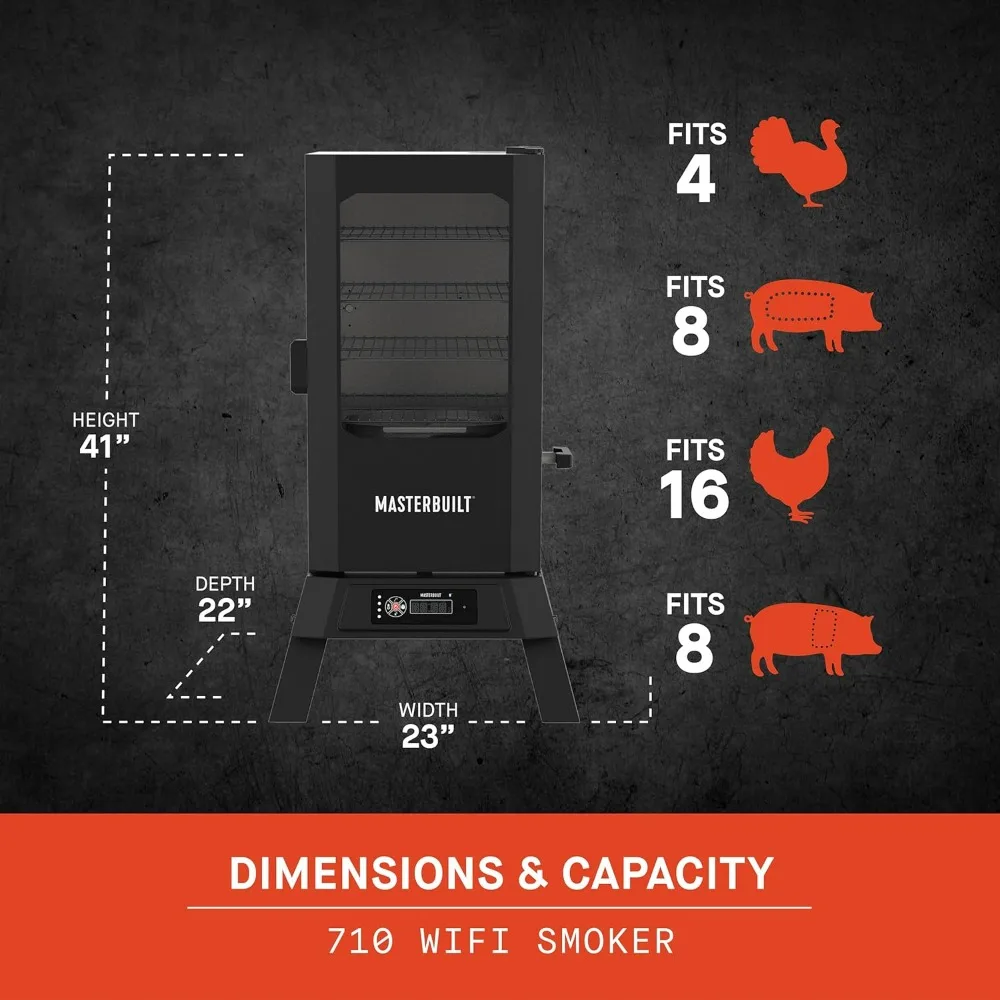 Imagem -02 - Digital Elétrico Vertical Churrasco Fumante Carregador de Madeira Chip Racks Cromados Laterais 710 Polegadas de Cozinha Quadrada Churrasqueiras 30