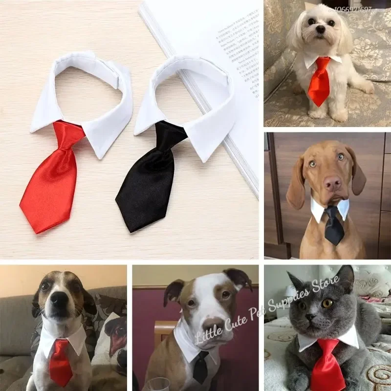 Gift Pet Dog Cat Formal Necktie Tuxedo Bow Tie Black and Red Collar for Dog & Cat Pet Accessories for Wedding Holiday and Party