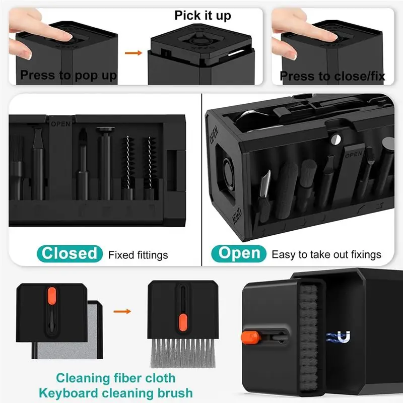 N34R-Deep Cleaning 32-In-1 Multi-Functionality Precision Tool Kit For Ports, , Keyboard,And Keycap Removal