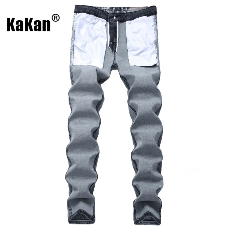 Kakan - European and American High Street Light Grey Stretch Jeans, Popular Spring New Straight Long Jeans K010-6150