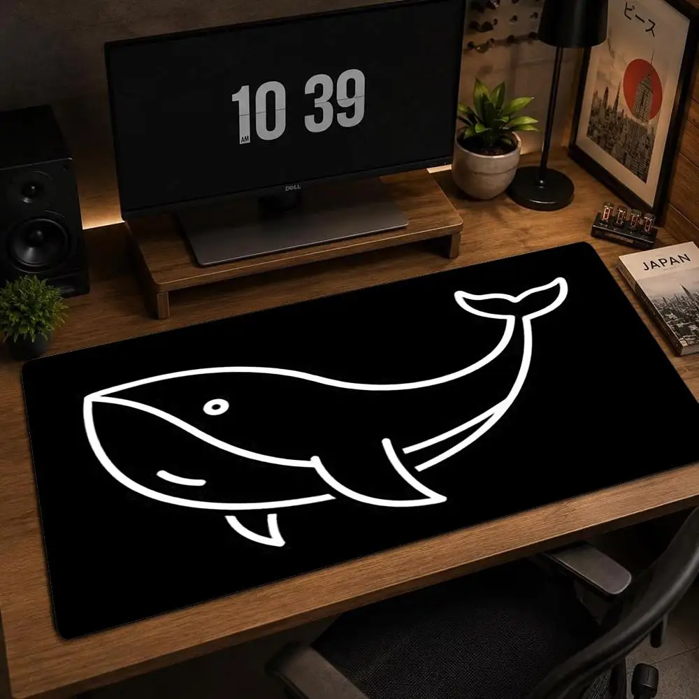Minimal White Whale Mouse Pad Minimalist Non-slip Mat Large Pc Gamer Cabinet Keyboard Deskmat Gaming Accessories Mousepad XXL