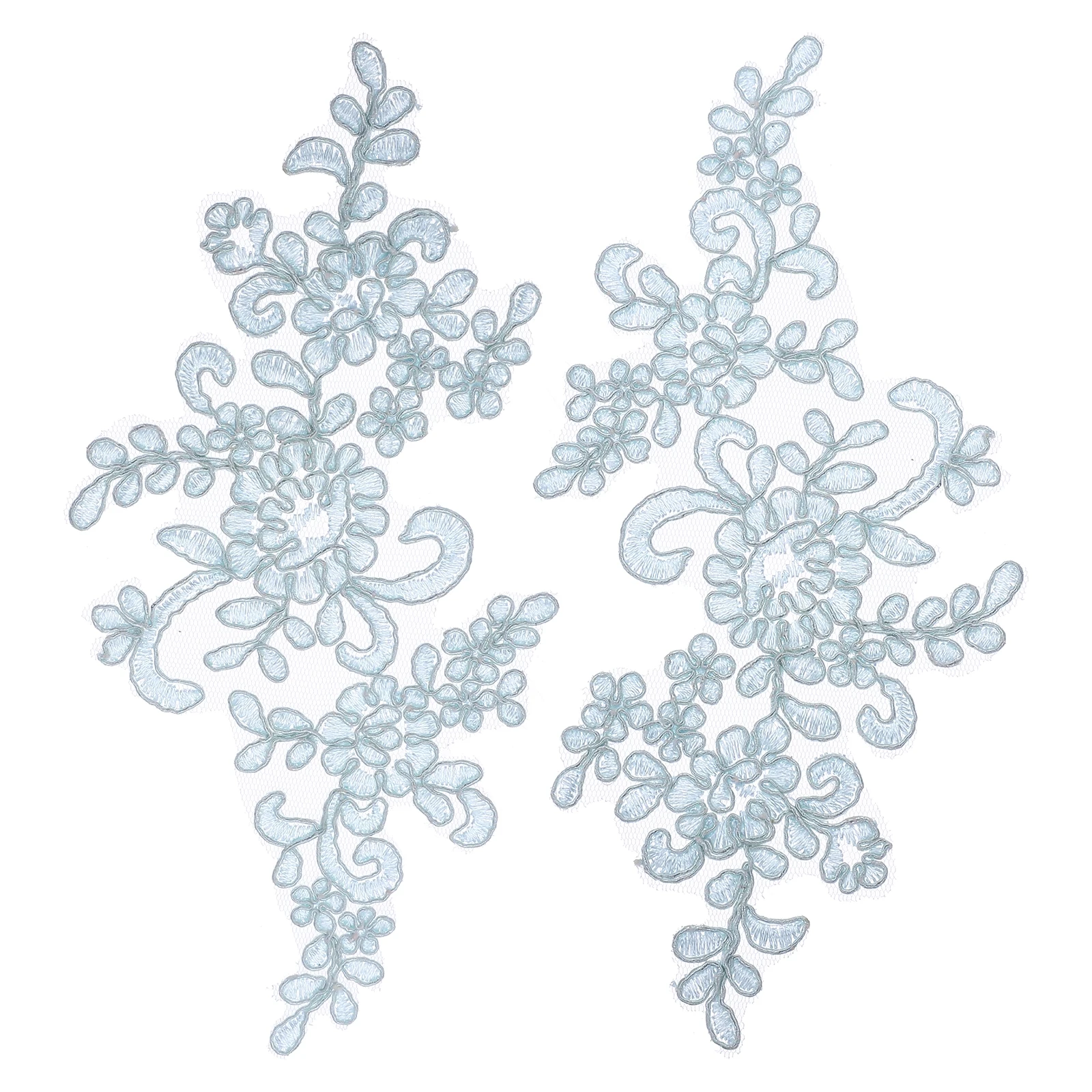 Flower Lace Appliques 3D Embroidery Lace Patch Sewing Addition Embellishments for Wedding Bridal Dress DIY Decoration 2pcs