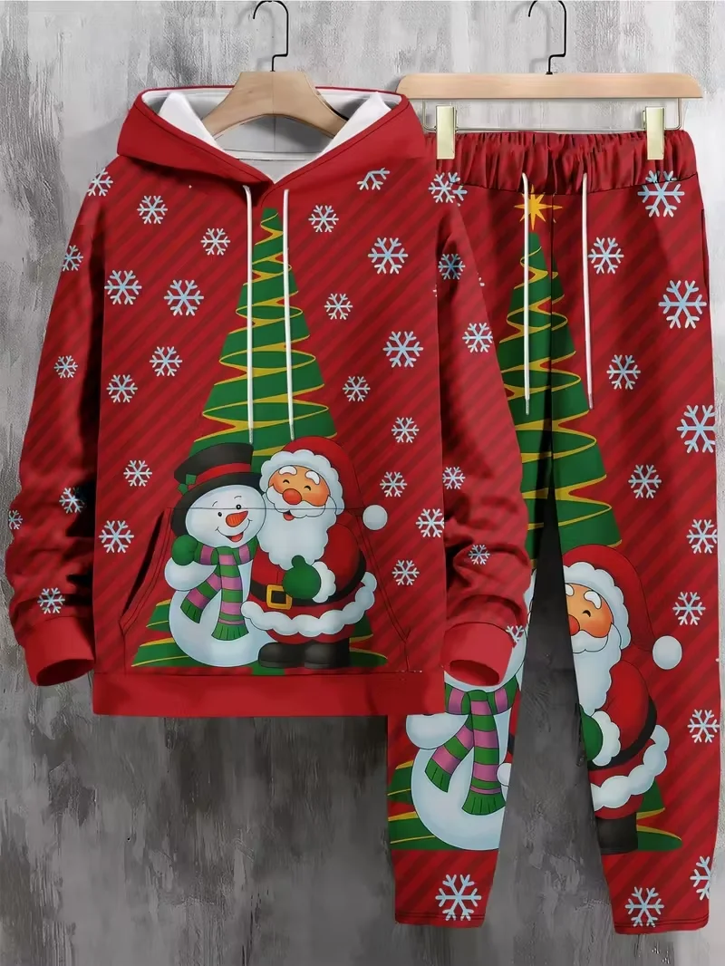 Christmas 3D Print Hoodies 2pcs Suit Christmas Santa Claus Man Woman Tracksuit Pants 2pcs Year Party Casual  jogging Tracksuit