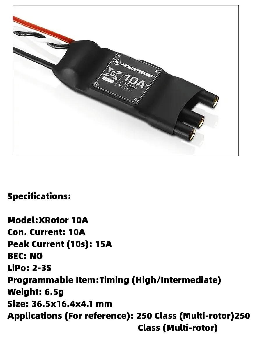 Hobbywing XRotor 10A OPTO بدون فرش ESC 2-3S لـ DJI XA QAV 250 RC Multicopters