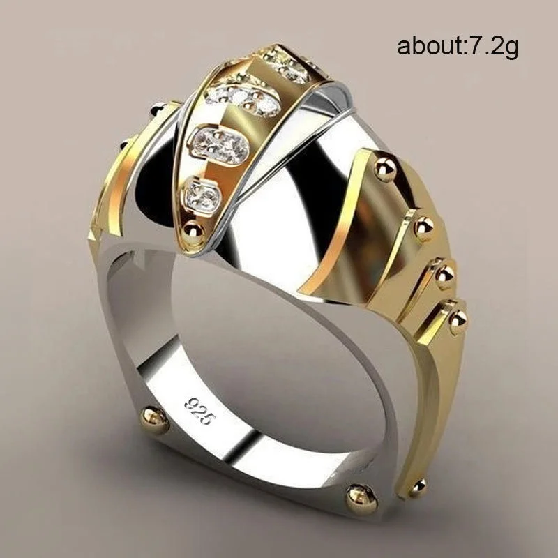 Niche geometric two-tone fish mouth design zircon ring unisex, perfect for birthdays gifts and custom jewelry