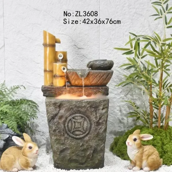 Chinese-style rockery, flowing water balcony, courtyard ornament