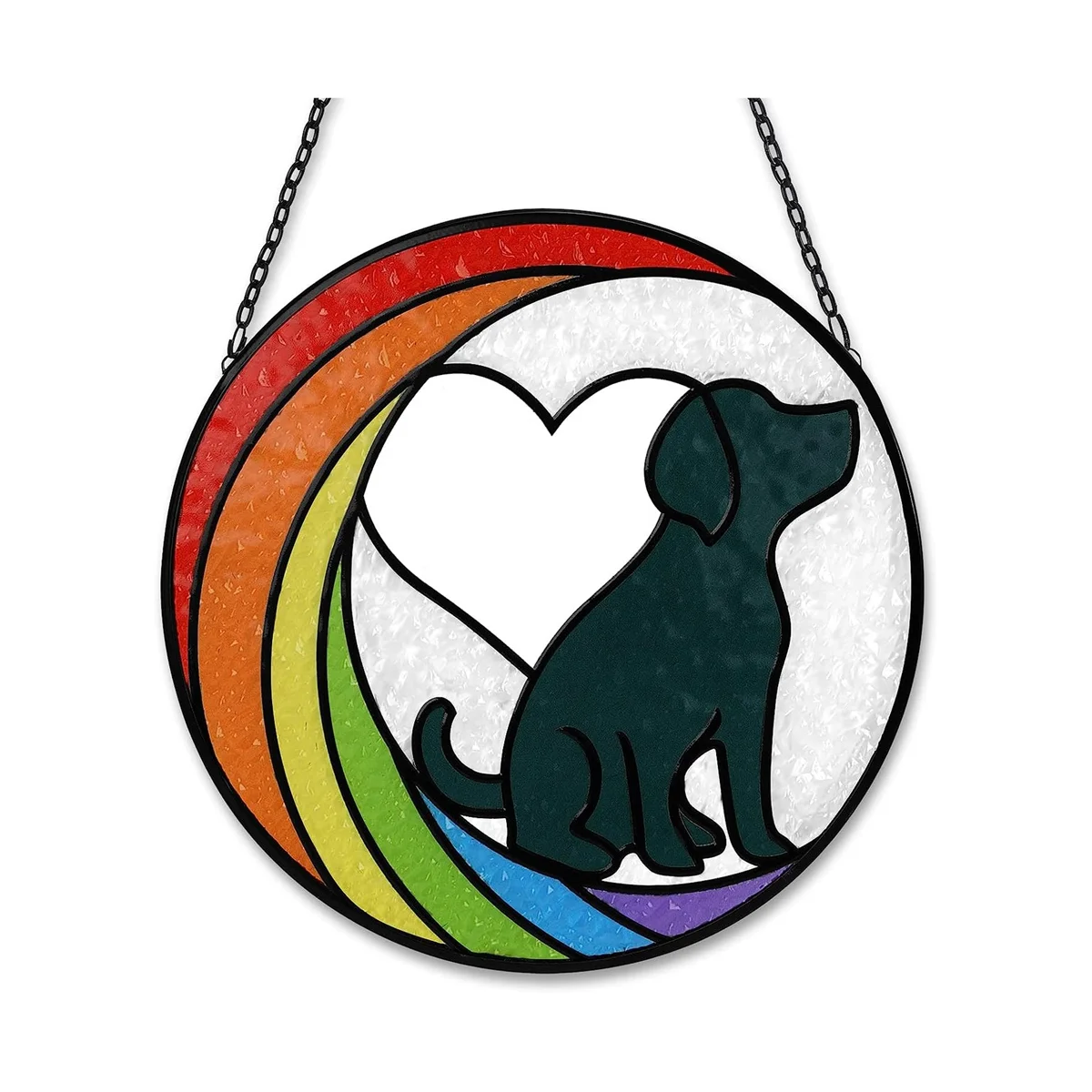 Dog Memorial Gifts Stained Glass Window Hanging Rainbow Bridge Sun Catcher for Dog Lovers Pet Present