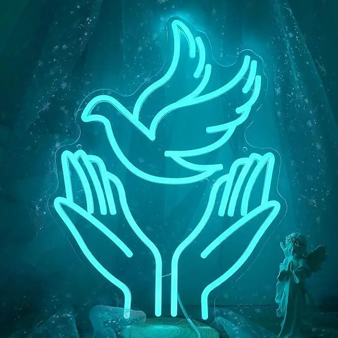 

Неоновая вывеска «Голубь мира»: летящий голубь, USB-светодиодные неоновые светильники с регулировкой яркости для декора христианской церкви, пасхальных вечеринок, клубов, украшения стен