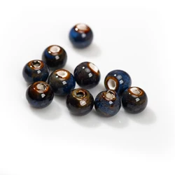 Handcrafted Deep Blue Ceramic Beads Set 10 Pieces 12x10mm with Unique Glazed Finish for DIY Jewelry Making
