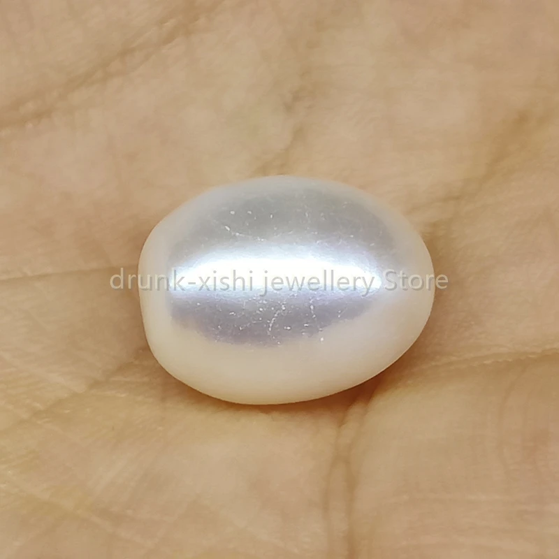 Real Natural 10x12.5mm / 10x13mm South Sea Genuine White Loose Pearl Half Drilled Free Shipping