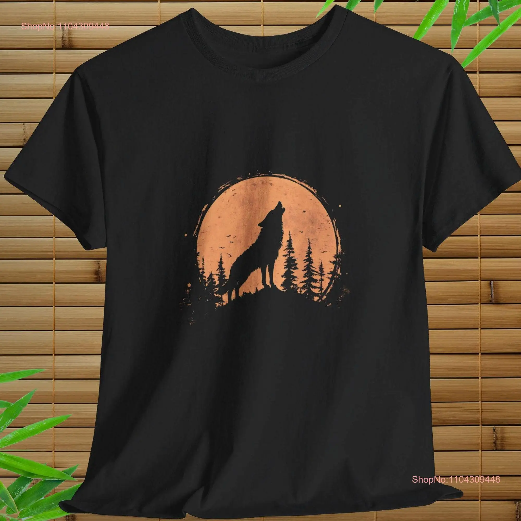 Vintage Wolf Howling T Shirt Lovers Animal Clothing Natural Moon long or short sleeves