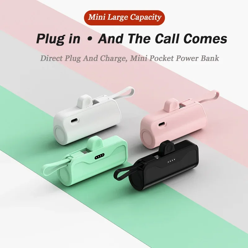 2-in-1 Mini Portable Power Bank 10000mAh External Battery Plug and Play Power Bank Type C Fast and Effective Charger for iPhone