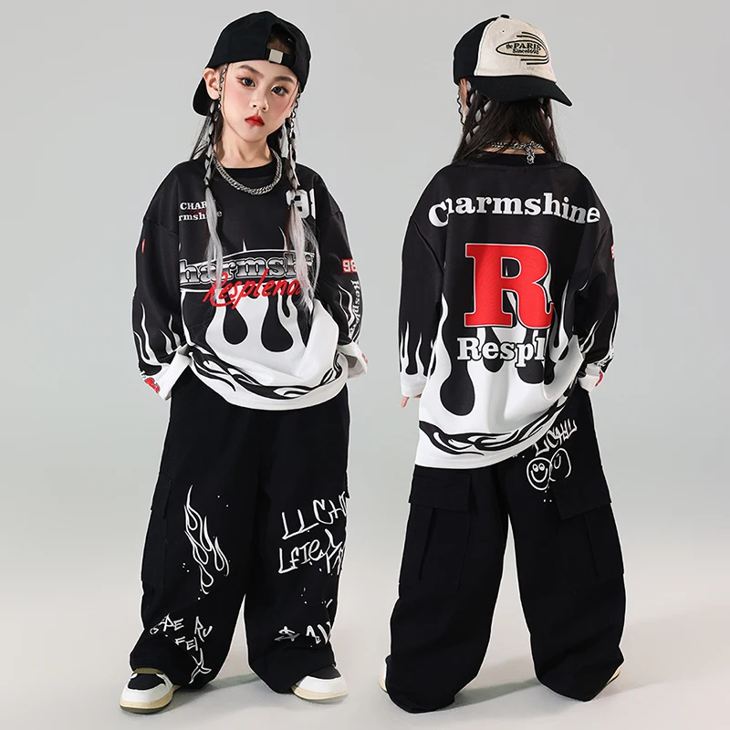 

Hiphop Children's Set for Girls American Hip-hop Explosive Street Fashion Outfit for Children Ropa Street Dance Fashion Clothing