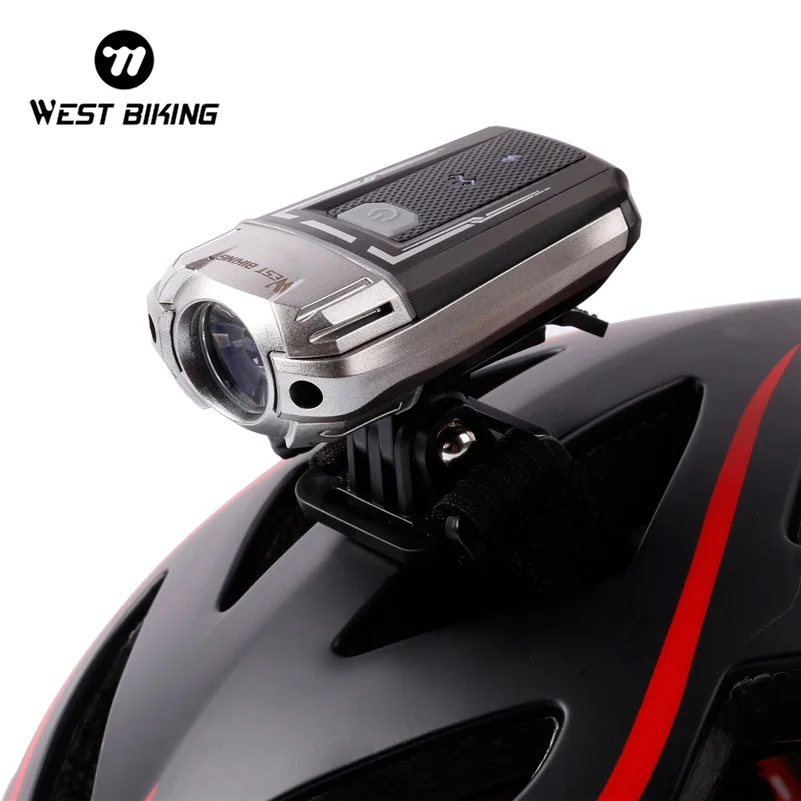 WEST BIKING 2 In 1 Bicycle Helmet Light Cycling Headlight USB Charging Helmet Flashlight Aluminum Alloy MTB Road Bike LED Lamp