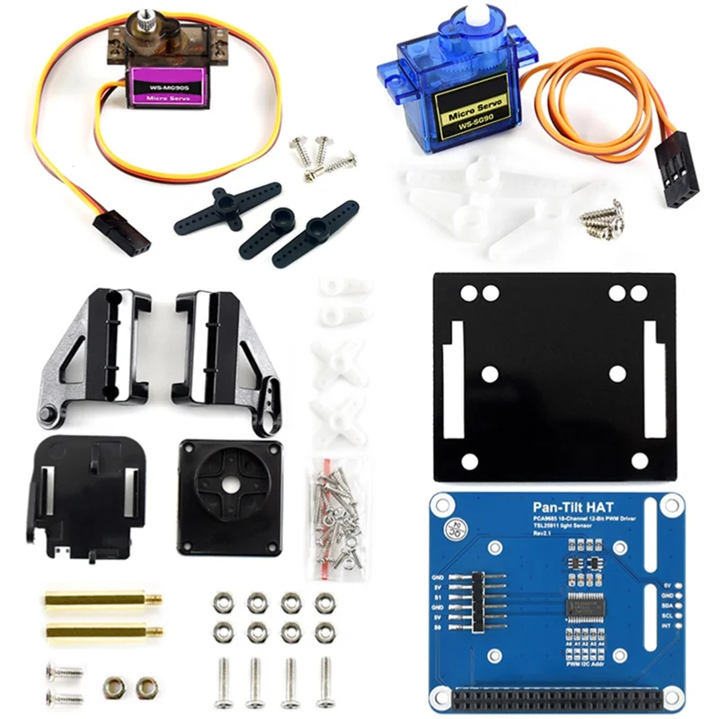

For Raspberry Pi 4 2-DOF Pan Tilt HAT I2C Interface Light Intensity Sensing 40 PIN GPIO Expansion Board Extension