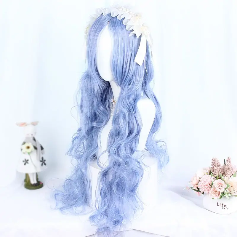 하라주쿠 로리타 가발 긴 곱슬머리 캐주얼 코스프레 달콤한 카와이 데일리웨어 애니메이션 의상 헤어