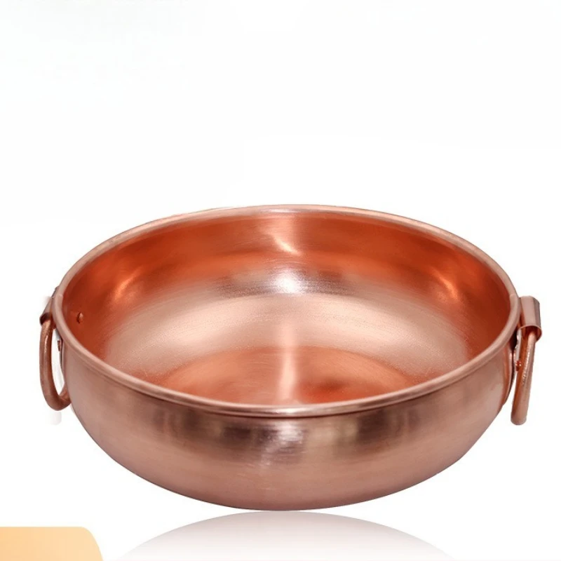 Hand-Forged Pure Copper Hot Pot Fast Heating Electromagnetic Base Shabu Shabu Pan Dual-Design Mongolian Hotpot