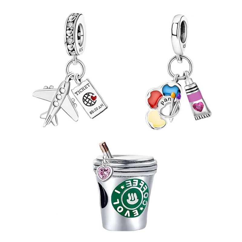925 Sterling Silver Daily Travel Life  Charms Beads Fit Diy Bracelet Necklace Making Gift Of High Quality Fine Jewelry