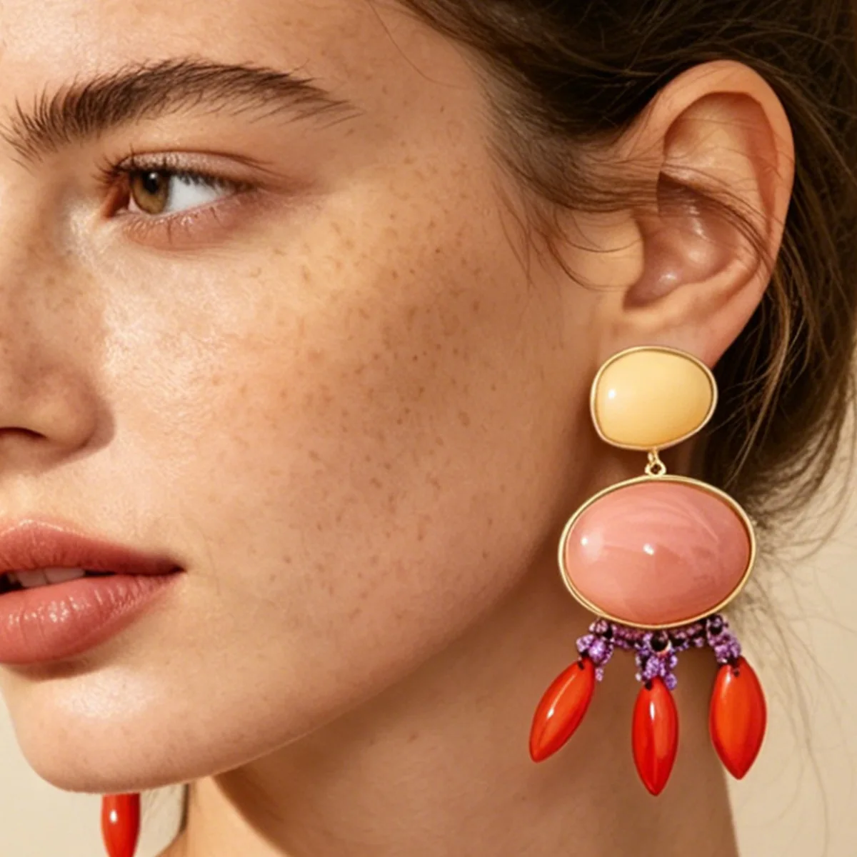 

New Arrivals Colorful Oval Geometric Resin Tassel Drop Earrings for Women Bohemian Summer Beach Party Jewelry Gifts