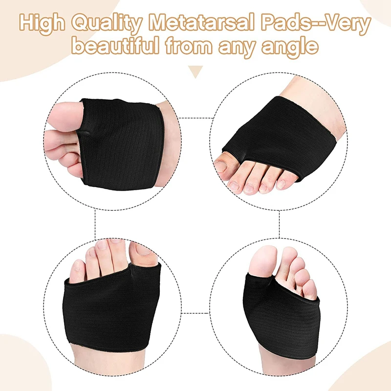 Metatarsal Pads for Women and Men Forefoot Pad for Ball of Foot Pain Relief Insoles Half Sock Support Soft Gel Foot Cushion 2pcs