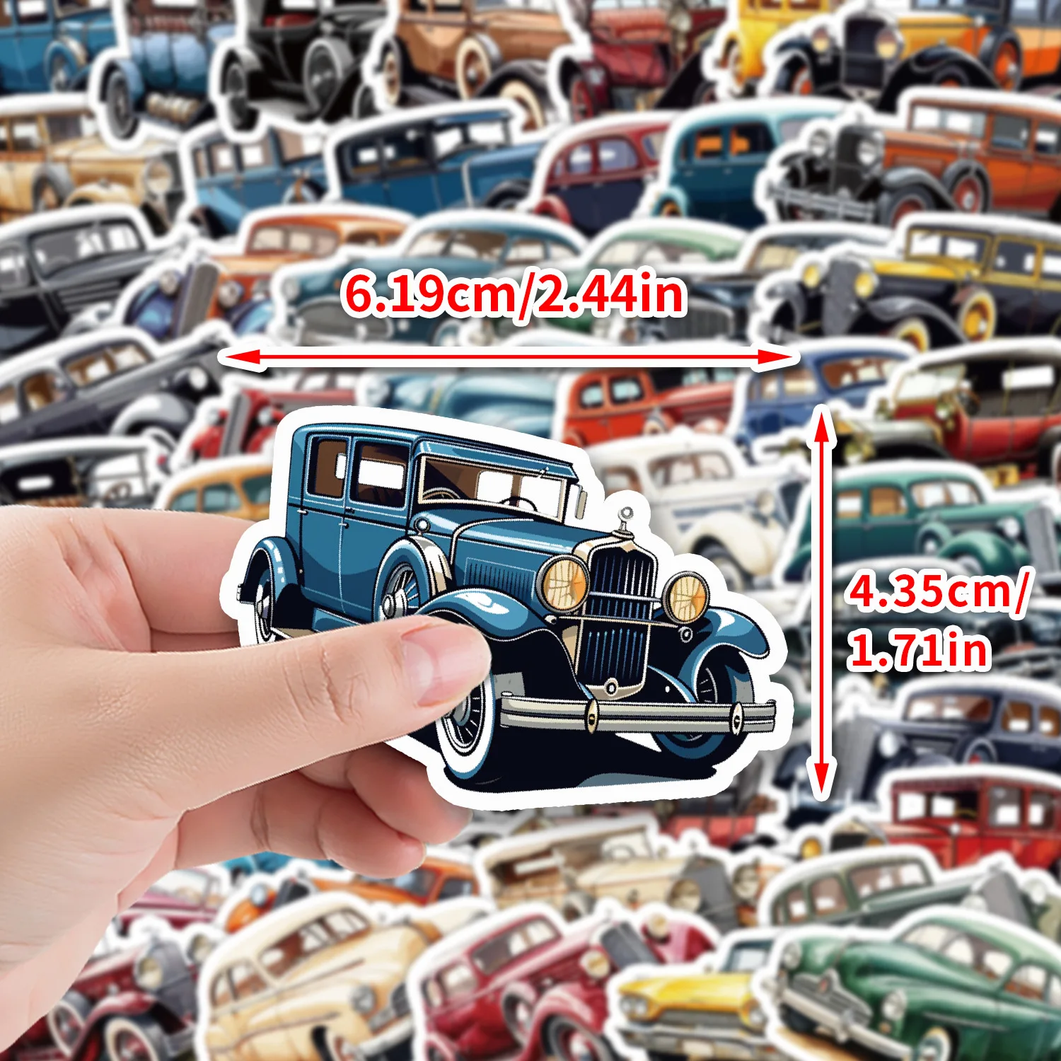 10/30/50PCS Retro Style Classic Car Cartoon Sticker DIY Phone Laptop Luggage Skateboard Graffiti Decals Fun for Kid Gift