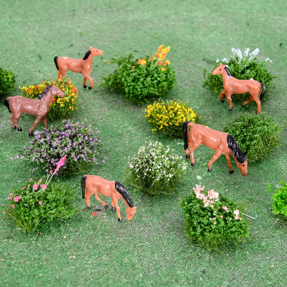 5 ชิ้น/ล็อต Miniature Grass Cluster Tuft ดอกไม้รถไฟเค้าโครงรถไฟทหารฉาก DIY ทําตกแต่ง Diorama สีสุ่ม