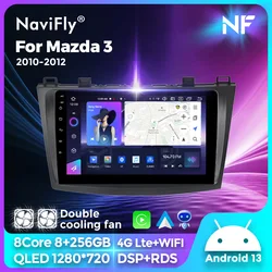 Navifly 9'' 2K QLED Android Auto Wireless CarPlay For Mazda 3 2010 2011 2012 GPS Intelligent systems Car Radio DSP Video Player