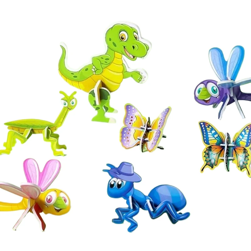 

25pcs DIY Educational Toy Gift For Kids 3D Three-dimensional Paper Insect Puzzle Children's Toys Cartoon Insect Assembly Model