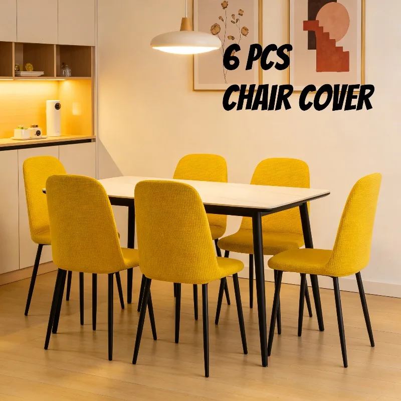 

Family Pack 6pcs Curved Stool Cover Elastic Spandex 3D Corn Grain Pattern Non Slip Chair Protector Machine Washable Home Use