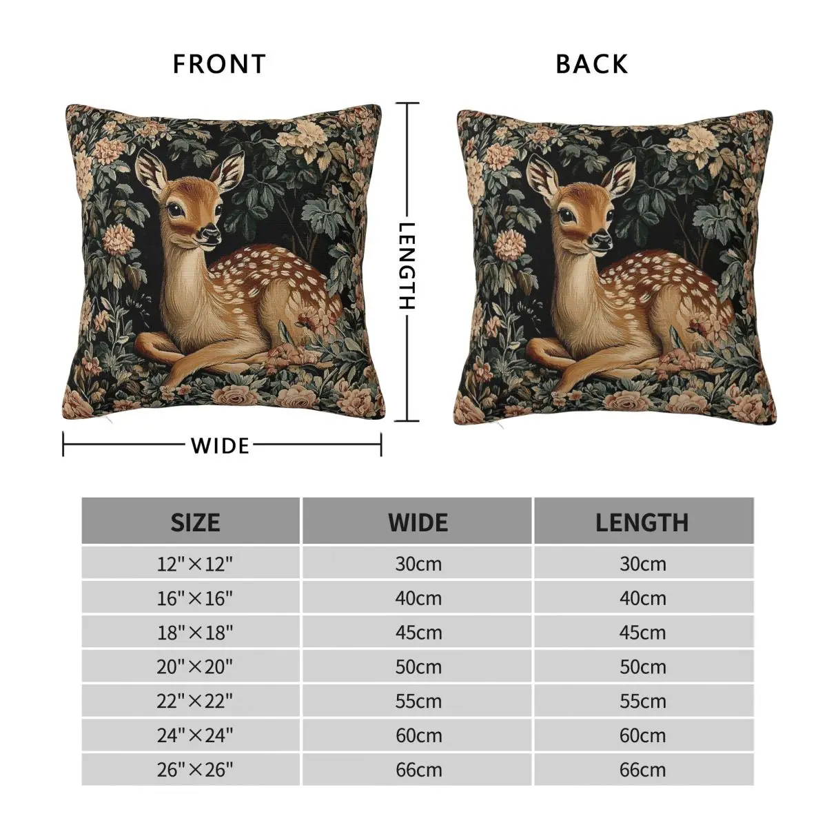 Secret Garden Fawn Pillowcase Polyester Linen Velvet Creative Zip Decor Throw Pillow Case Home 45x45