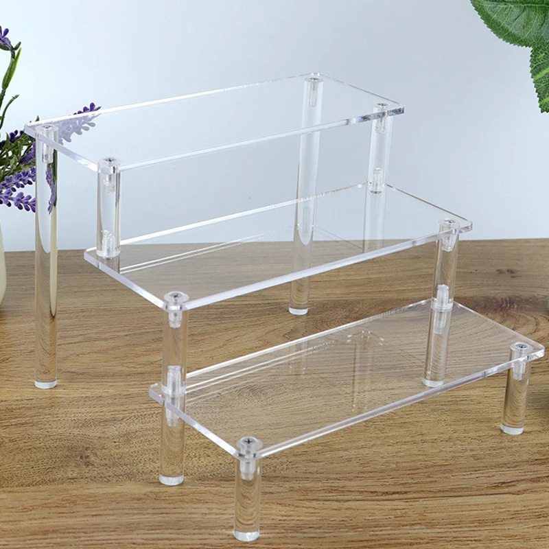 

Acrylic Display Riser Shelf Display Stand for Pop Figures Collection,Dessert Cupcakes Stand Makeup Perfume Holder Organization