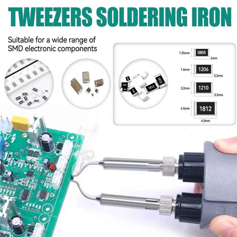 【HAPPY】938D Portable Tweezers Soldering Station 220V Soldering Iron Station Chip Desoldering Kit Set EU Plug