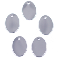 100Pcs Stainless Steel Pendants Blank Stamping Tags Engravable Oval Silver Tone 30x22mm