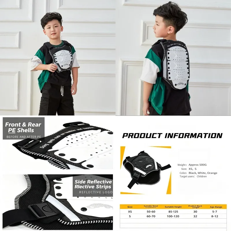Newly Kid's Motorcycle Armor Vest Protection Motocross Body Armor Jacket Protective Armors Riding Kneepads DH Moto Full Armor