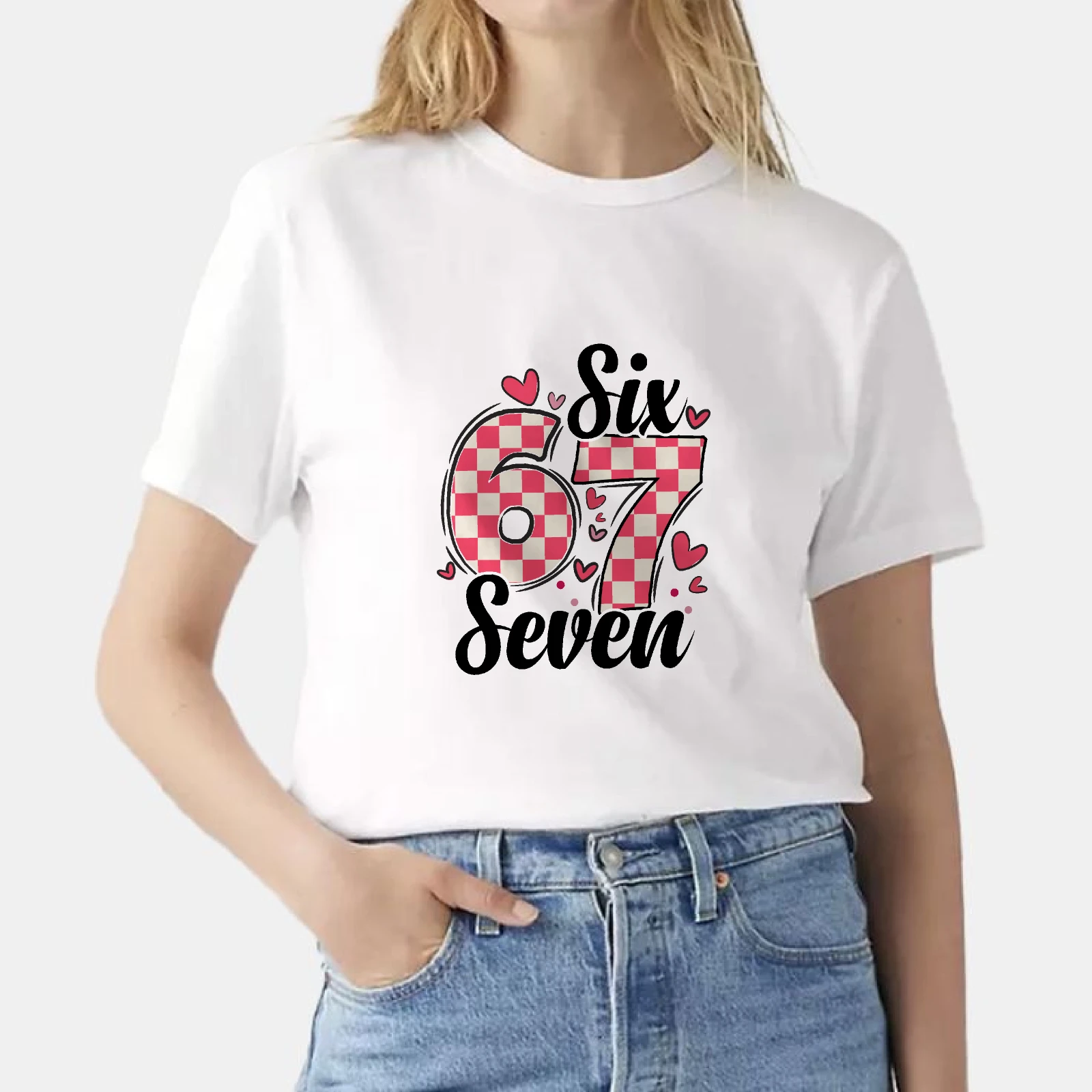 1pc Blouses T-shirt POP Culture 67 Design Imprimé 100% Coton Chemise Unisexe Cadeau Personnalisé pour Ami Famille Vêtement Quotidien