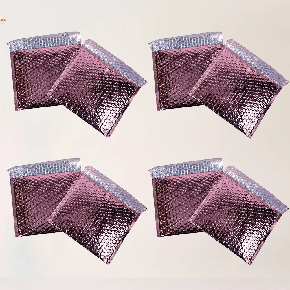 

25 pcs Rosy Gold Aluminum Film Bubble Envelope Bag Lightweight Waterproof Shockproof Packaging Pouch For Mailing Books