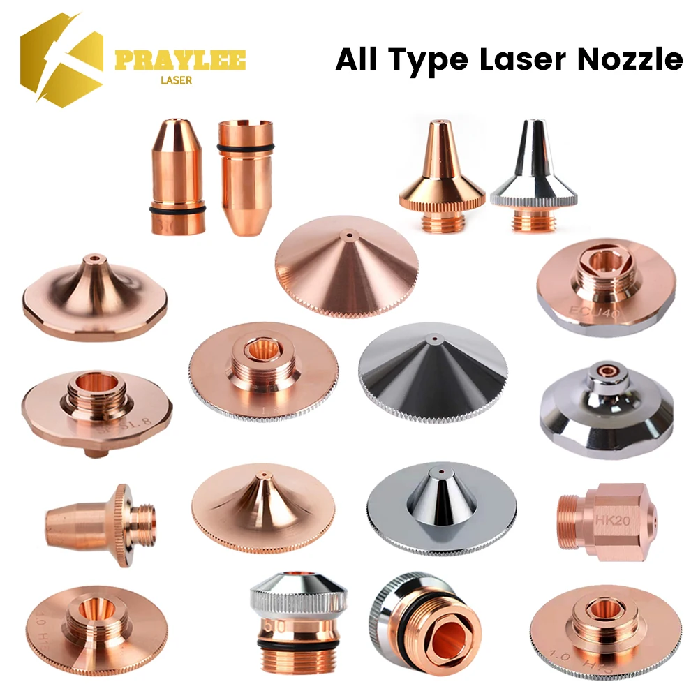 

Praylee 10Pcs Fiber Laser Cutting Nozzle Single Double Copper Laser Nozzles for Raytools Precitec WSX Bodor HANS Bystronic Head