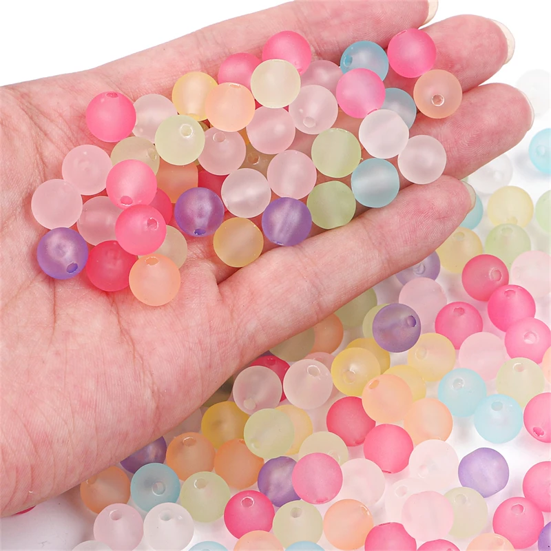 65Pcs 10mm Plastic Acrylic Round Beads Matte Frosted Transparent Loose Beads for Necklace Bracelet DIY Jewelry Craft Making