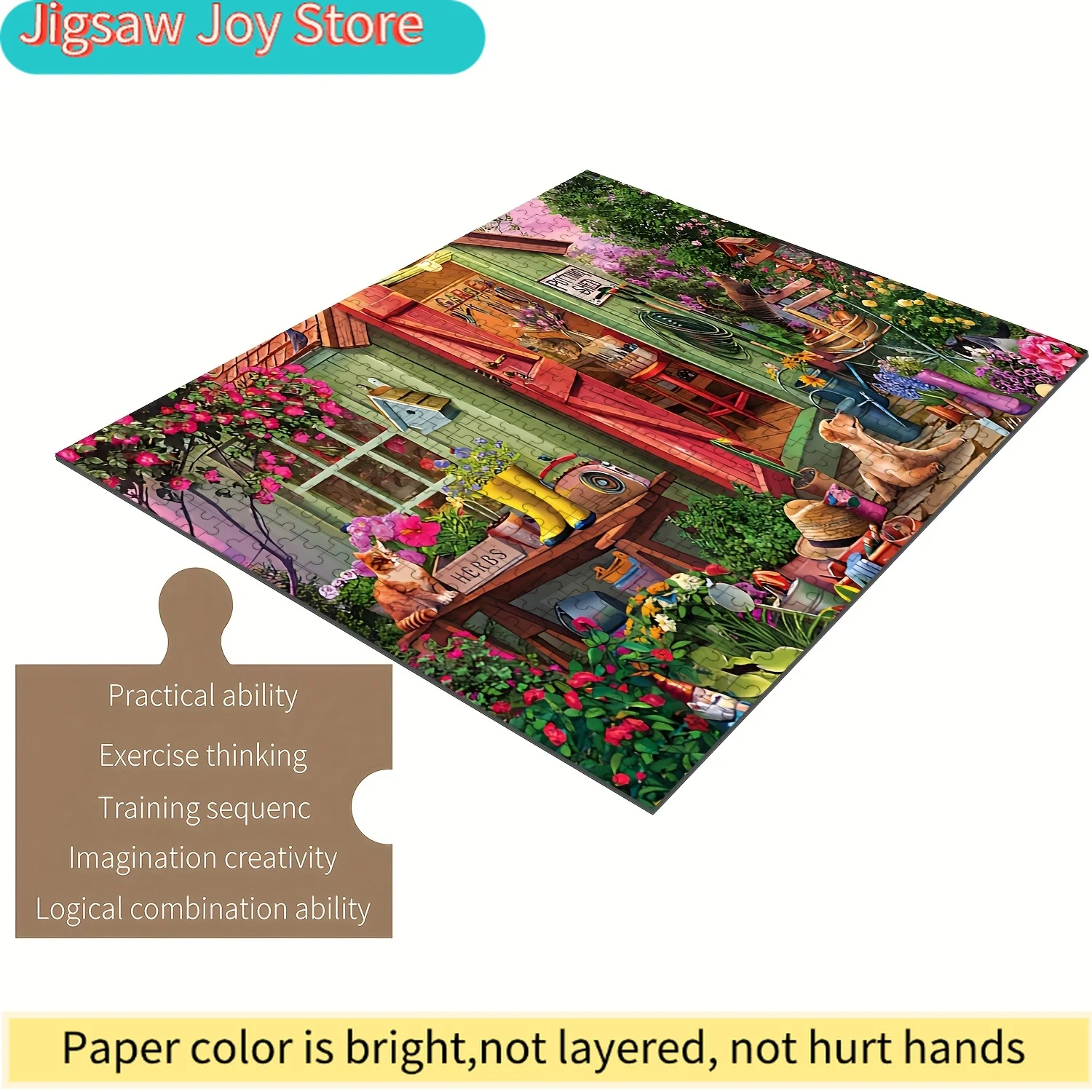 

Деревянный пазл-головоломка - Теплая садовая сцена с яркими цветами, средняя сложность, портативный и устойчивый к царапинам - Enhan