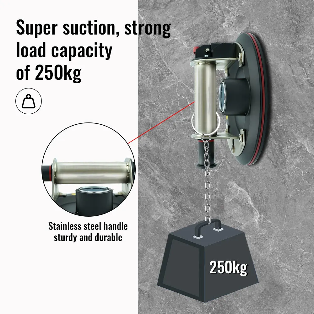 

New Upgrade vacuum suction cup with a stainless steel metal handle and 250kg Carrying Capacity is used for moving glass,tiles