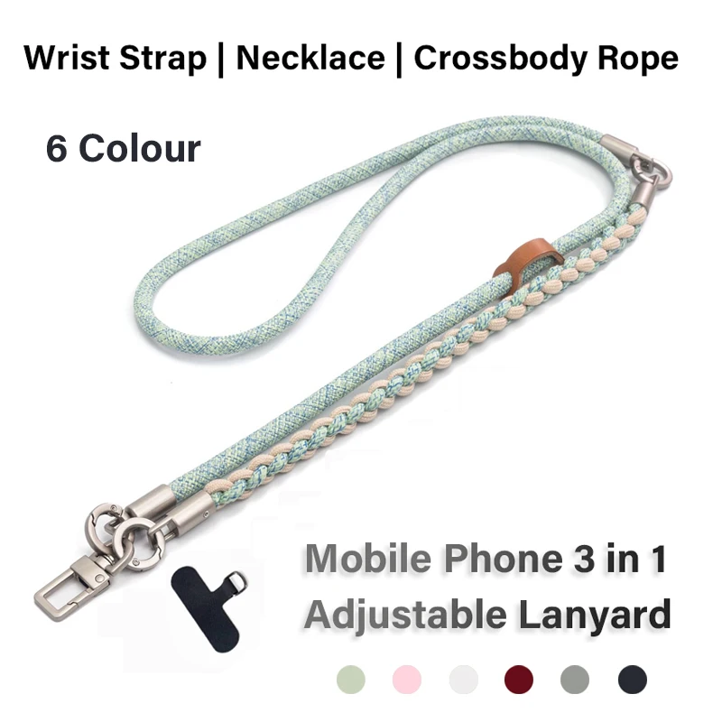 

3 in 1 Mobile Phone Lanyard for iPhone Samsung Xiaomi Universal Adjustable Detchable Phone Wrist Strap Necklace Crossbody Rope