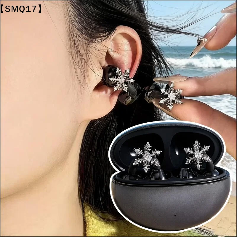Bling Snowflake Shaped Cubic Zirconia Earbud Charms Earphone Clip On Decorative Accessories Open Ear Wireless Headphones【SMQ】