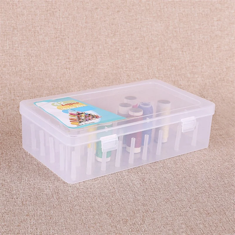 Sewing Thread Storage Box 42 Pieces Spools Bobbin Carrying Case Holder Craft