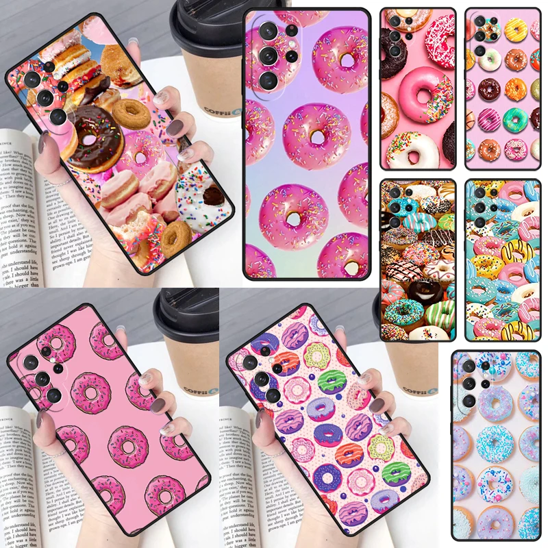 Candy Creamy Pink Donut Cover For Samsung Galaxy S23 Ultra S22 S20 S21 FE S8 S9 S10 Plus Note 10 20 Ultra phone Case