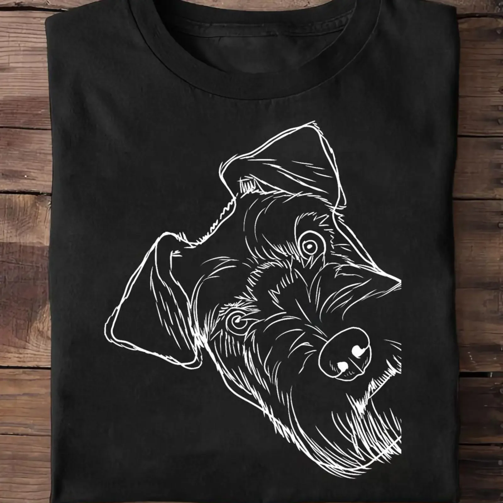 Funny Upside Down Miniature Schnauzer Line Art T Shirt Cute For Lovers Casual Dog  vintage Washed Breathable Stylish