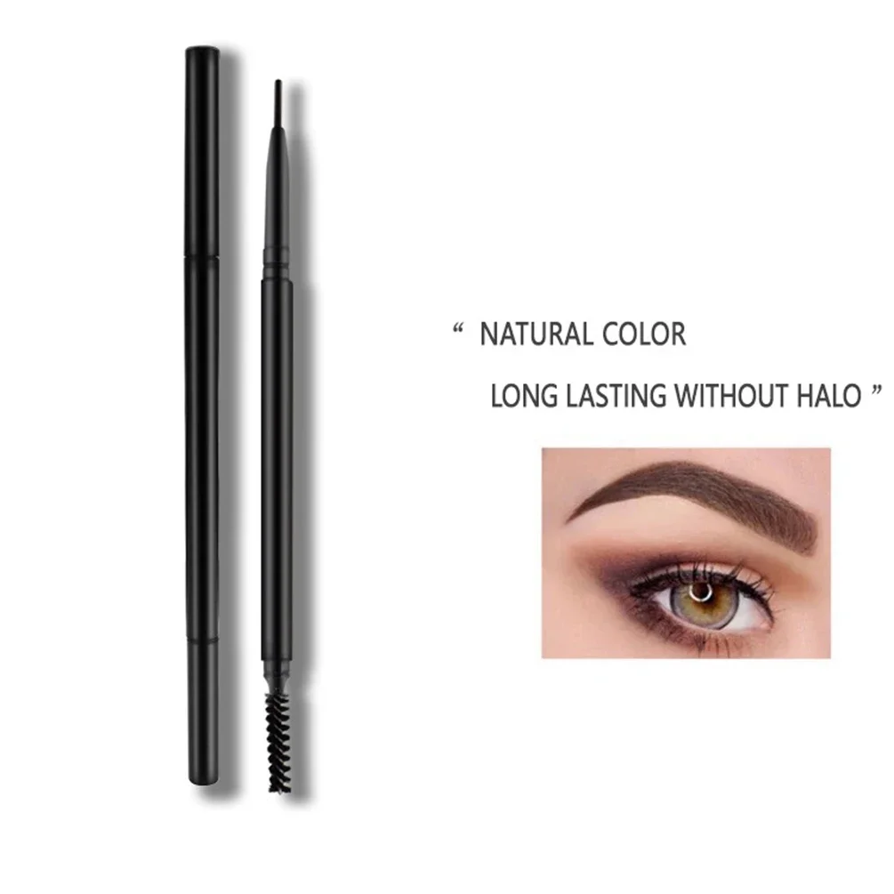 Private Label 1.5mm Ultra-fine Double-headed Eyebrow Pencil Custom Logo Natural Sweat-proof Long-lasting Makeup Wholesale Vegan