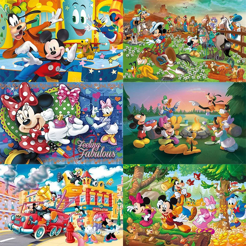 

Mickey Minnie Mouse Friends Goofy Cartoon Cute Disney Puzzles 300 500 1000Pcs Paper Jigsaw For Kids Teens Friend Gifts Toy Game