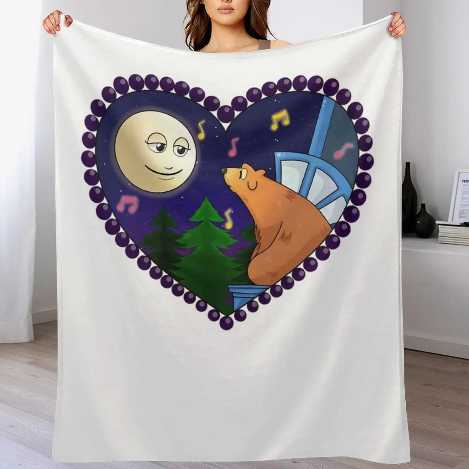 

The Moon, The Bear and The Big Blue House Throw Blanket Soft Retros Camping Blankets For Sofas Blankets