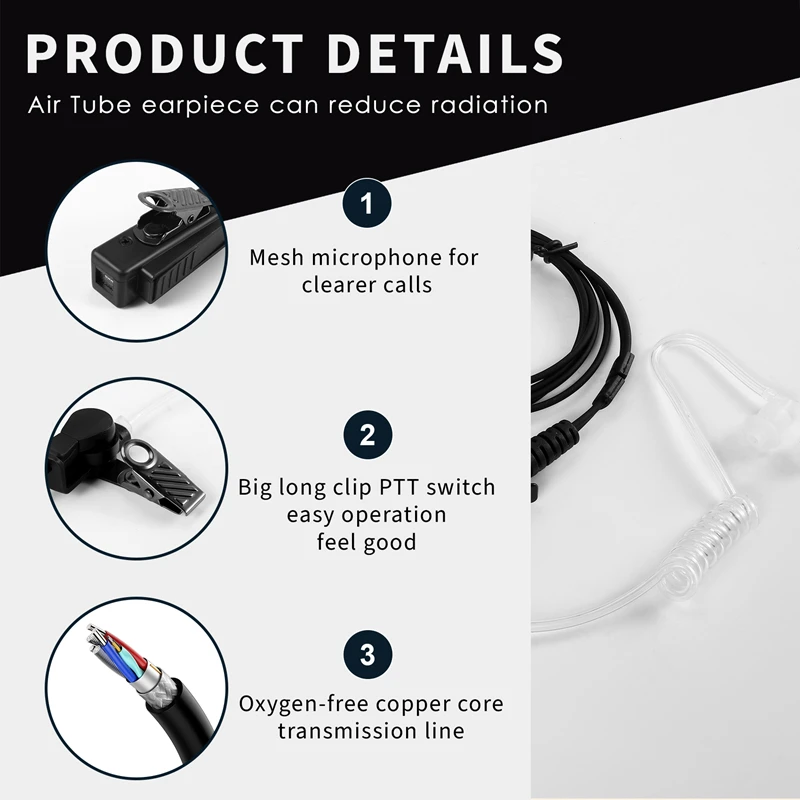 Walkie Talkie Air tubo acústico PPT auricular para Motorola Xir P6600 P6620 XPR3300 XPR3500 MTP3250