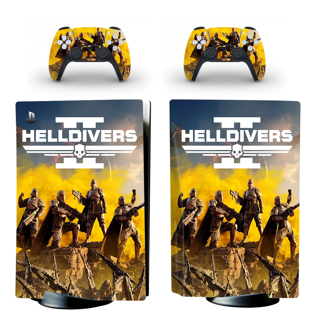 ゲームhelldiver2 ps5ディスクスキンステッカー、コンソールコントローラー用デカールカバー